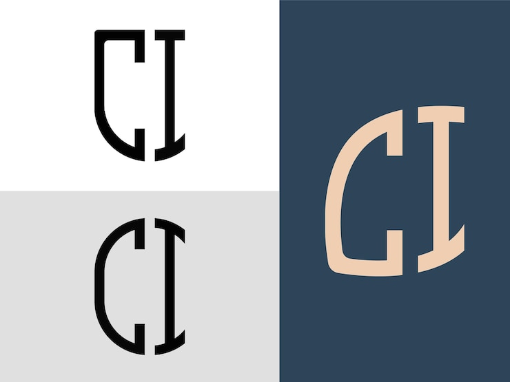 Vector paquete de diseños de logotipos de letras iniciales creativas ci