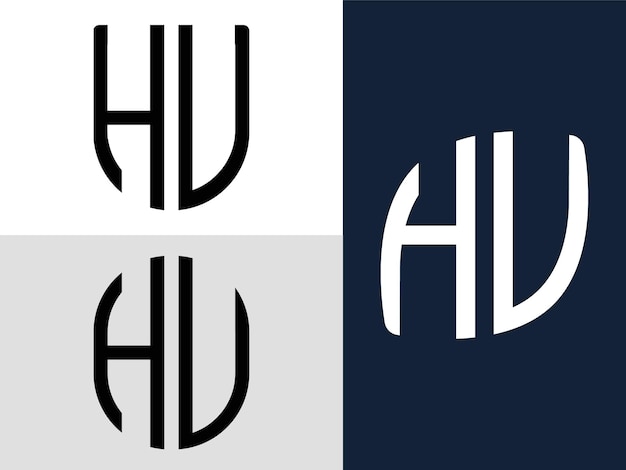 Paquete de diseños de logotipos de letras iniciales creativas HU