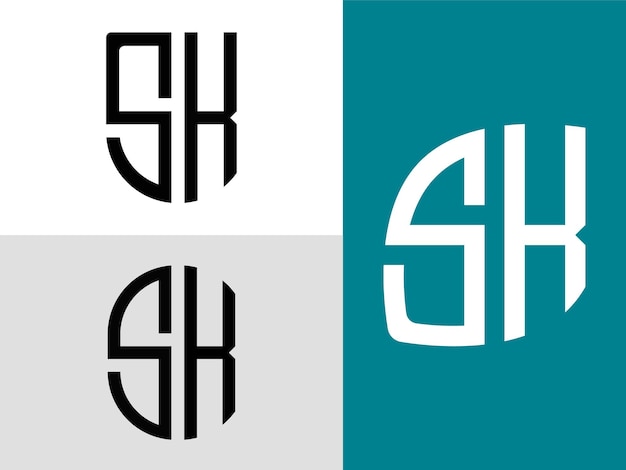 Paquete de diseños de logotipos de letras iniciales creativas SK