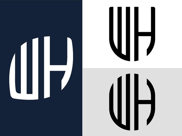 Paquete de diseños de logotipos de letras iniciales creativas WH