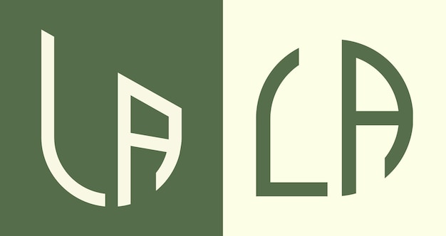Paquete de diseños de logotipos de LA con letras iniciales simples y creativas