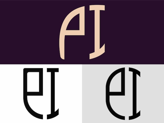 Paquete de diseños de logotipos PI de letras iniciales creativas