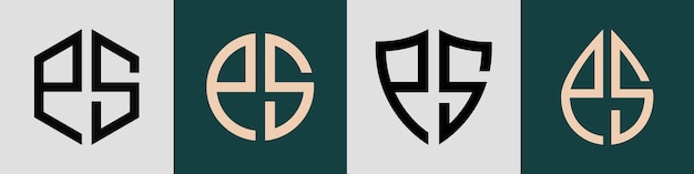 Paquete de diseños de logotipos PS de letras iniciales simples y creativas