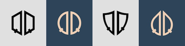 Vector paquete de diseños de logotipos qq de letras iniciales simples y creativas