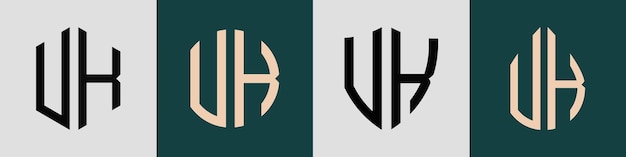 Paquete de diseños de logotipos VK de letras iniciales simples y creativas