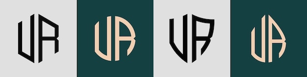 Paquete de diseños de logotipos VR de letras iniciales simples y creativas