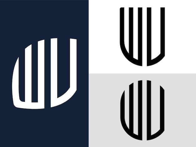 Paquete de diseños de logotipos WV de letras iniciales creativas