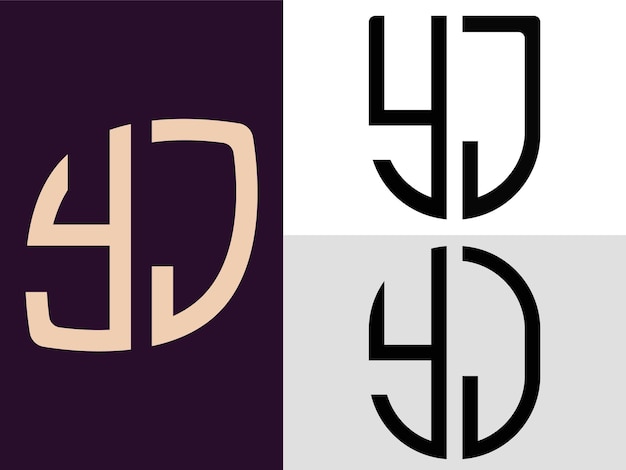 Paquete de diseños de logotipos YJ de letras iniciales creativas