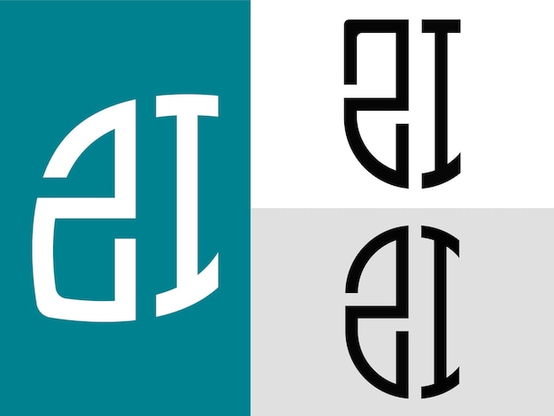 Paquete de diseños de logotipos ZI de letras iniciales creativas