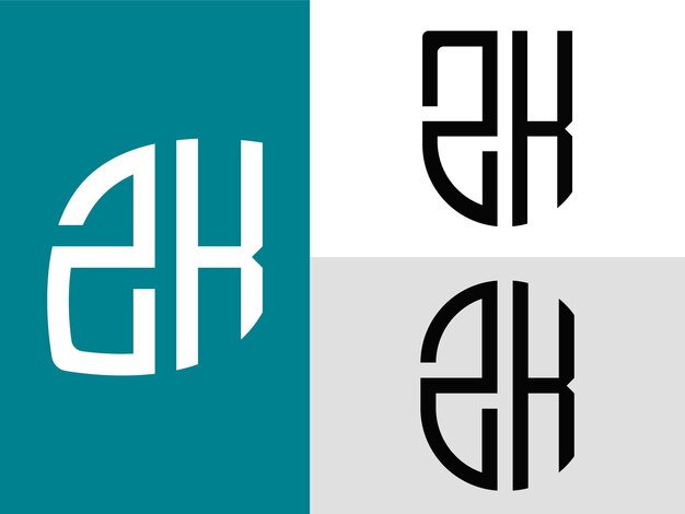 Paquete de diseños de logotipos ZK de letras iniciales creativas