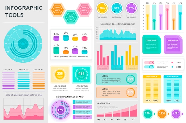 Paquete de elementos de elementos de ui ux kit de infografía