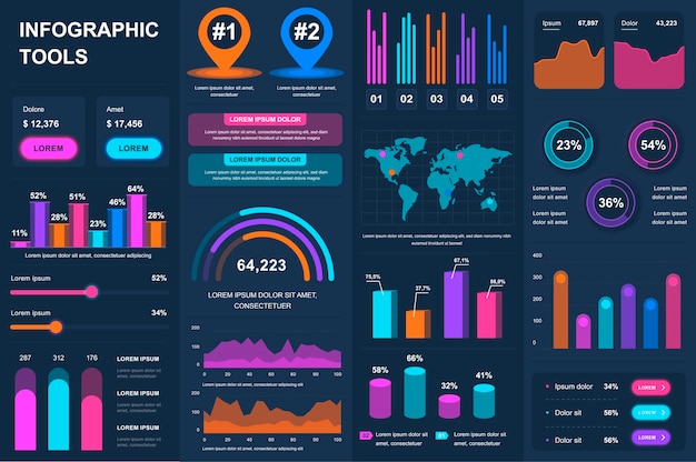 Paquete de elementos de elementos de ui ux kit de infografía