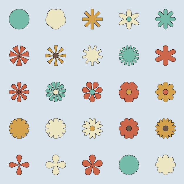 Paquete de elementos vectoriales de pegatinas retro de EPS