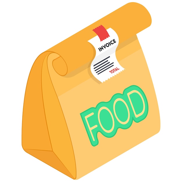 Paquete de entrega de alimentos con etiqueta de factura