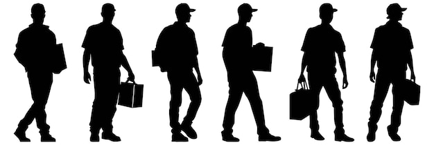 Paquete de entrega y siluetas de carga conjunto gran paquete de diseño de silueta vectorial aislar fondo