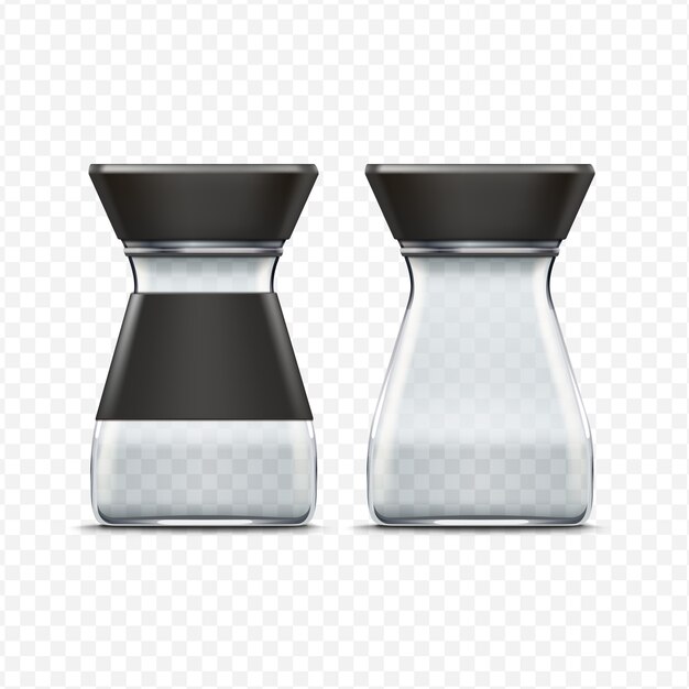 Paquete de envases de tarro vacío de vidrio vector aislado en blanco