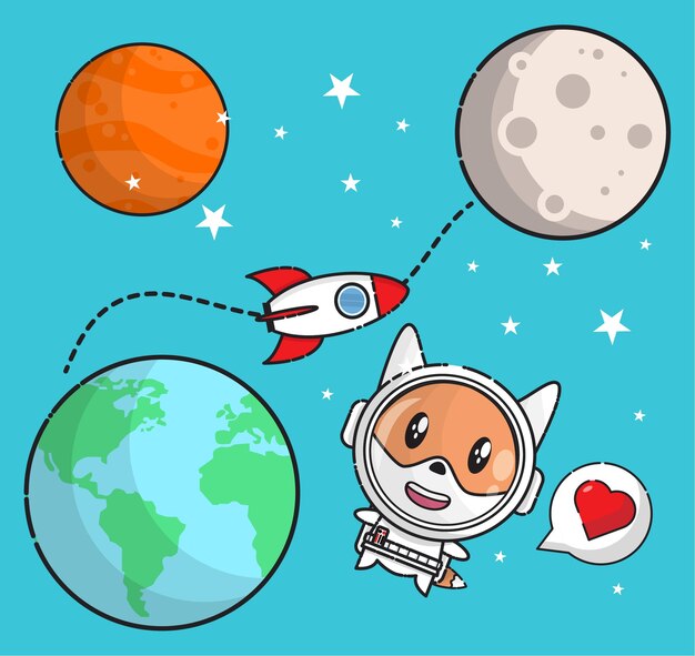 paquete espacial de elementos kawaii