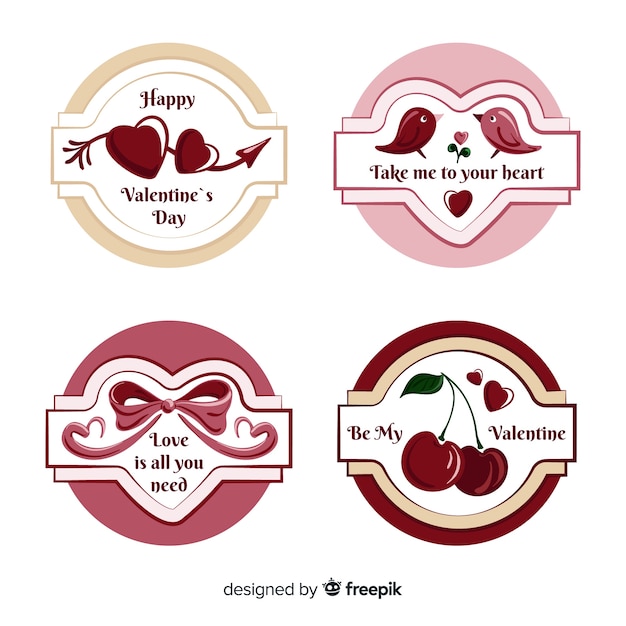 Vector paquete etiquetas de san valentín