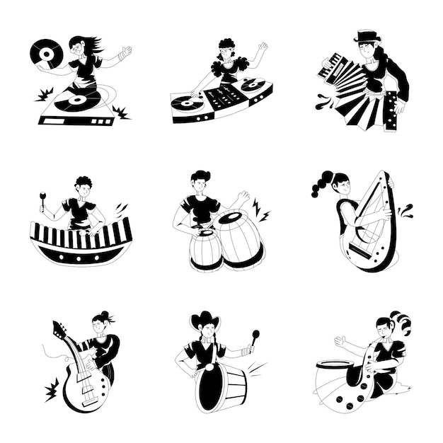 Paquete de expertos en música Ilustraciones de glifos