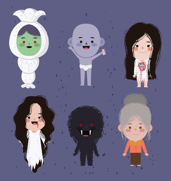 Vector paquete de fantasmas indonesios.