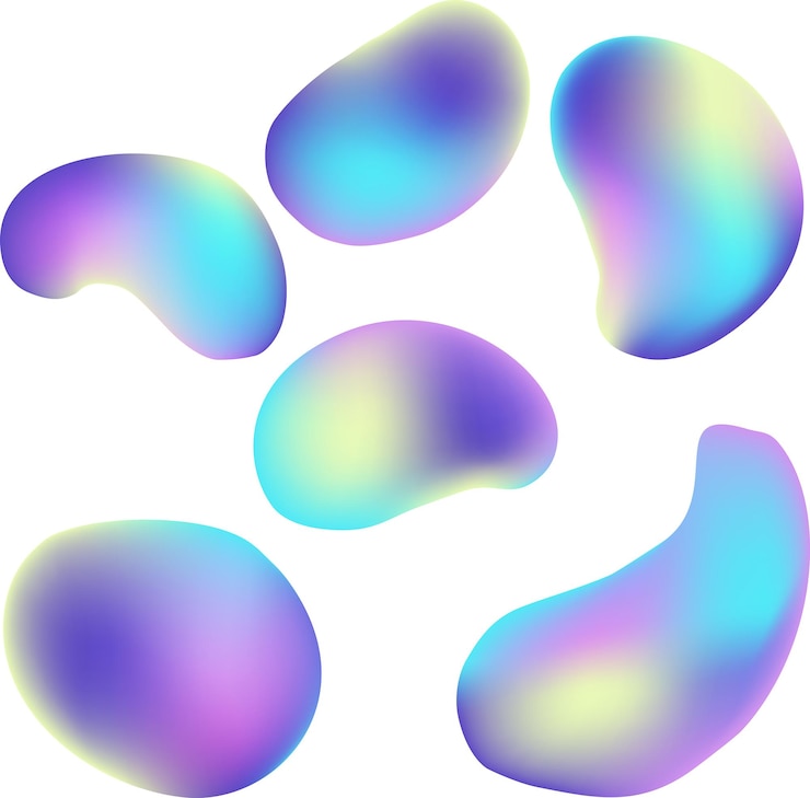 Vector paquete de formas de estilo líquido con colores azul violeta y amarillo.