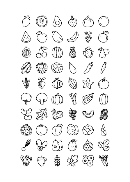 Vector paquete de frutas y verduras