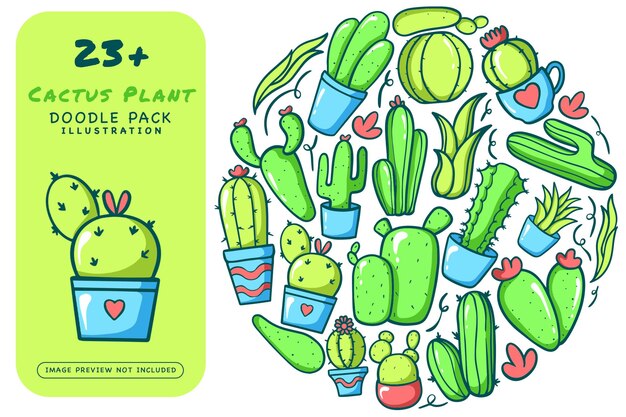 Paquete de garabatos de plantas de cactus