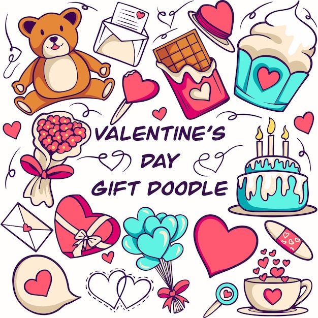 Paquete de garabatos de regalo del día de san valentín