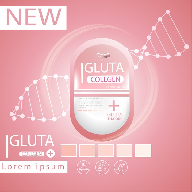 Paquete de glutatión rosa con cápsula