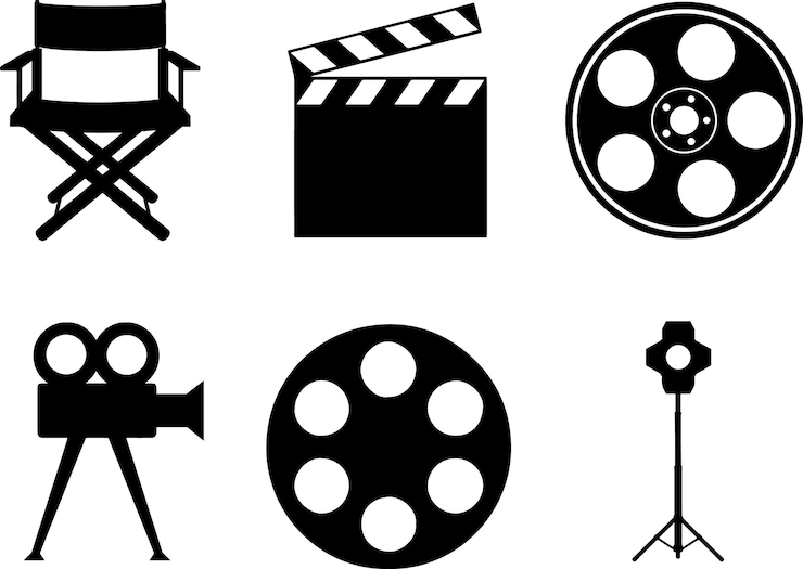 Vector paquete gráfico vectorial de silueta de película
