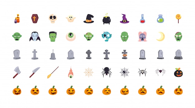 Paquete de halloween con conjunto de iconos