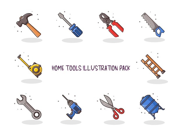 Un paquete de herramientas para el hogar Vector de ilustración de dibujos animados