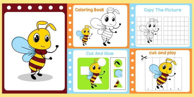 Paquete de hojas de trabajo para niños con libro de estudio de abeja vector children39s