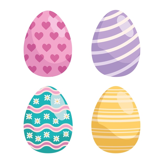 Vector paquete de huevos de pascua pintados