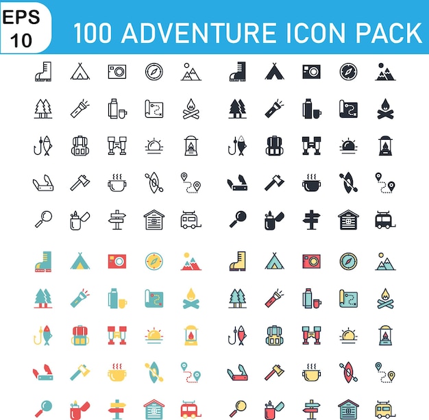 El paquete de iconas de la aventura 100