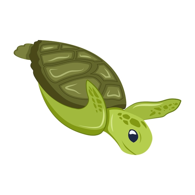 El paquete de iconas planas de la tortuga linda