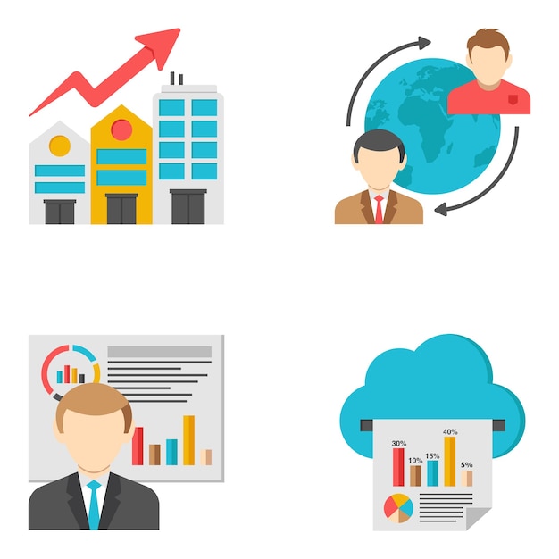 Paquete de Icono Plano de Negocios y Finanzas