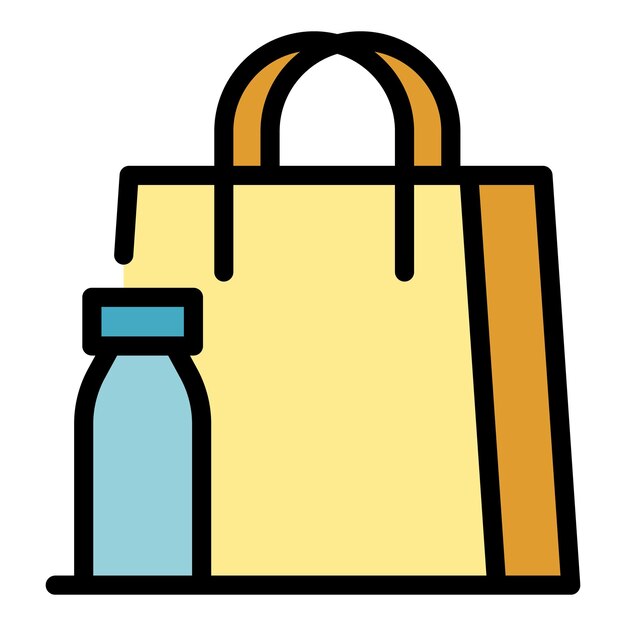 Paquete con icono de productos Paquete de contorno con productos vector icono color plano aislado