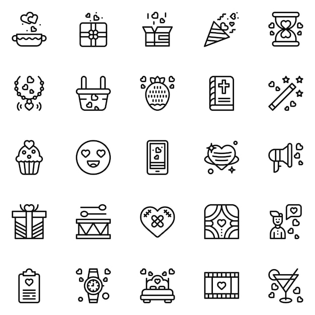Paquete de iconos de amor Ilustración vectorial
