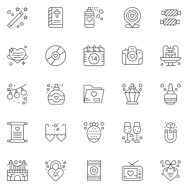 Paquete de iconos de amor Ilustración vectorial