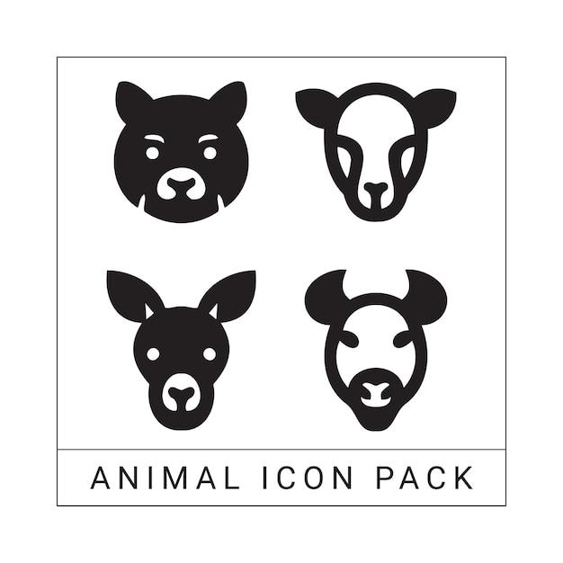 Paquete de iconos de animales con archivos vectoriales