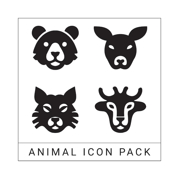 Paquete de iconos de animales con archivos vectoriales