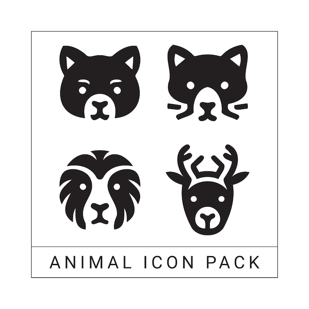 Paquete de iconos de animales con archivos vectoriales
