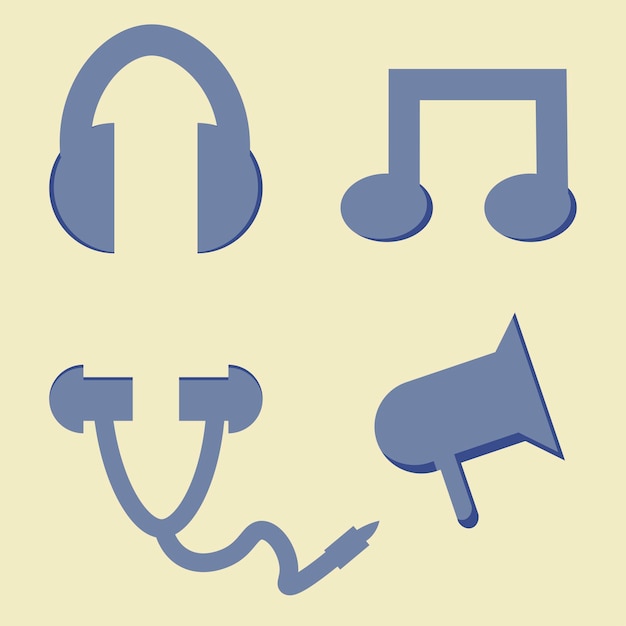 Vector paquete de iconos de audio de música