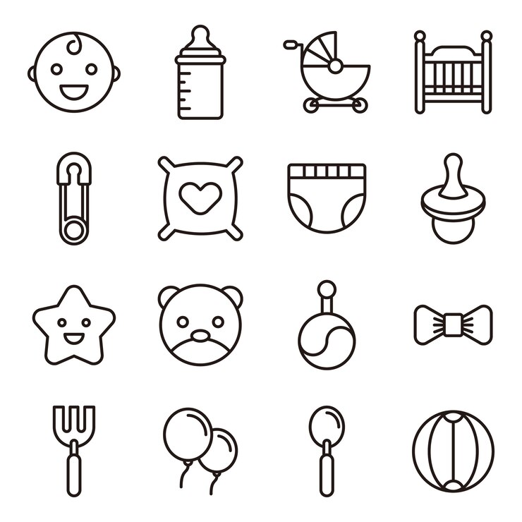Paquete de iconos de bebé, icono de contorno stlye