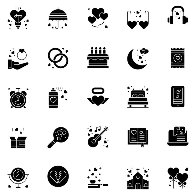 Paquete de iconos de boda iconos de ceremonia de matrimonioIlustración vectorial