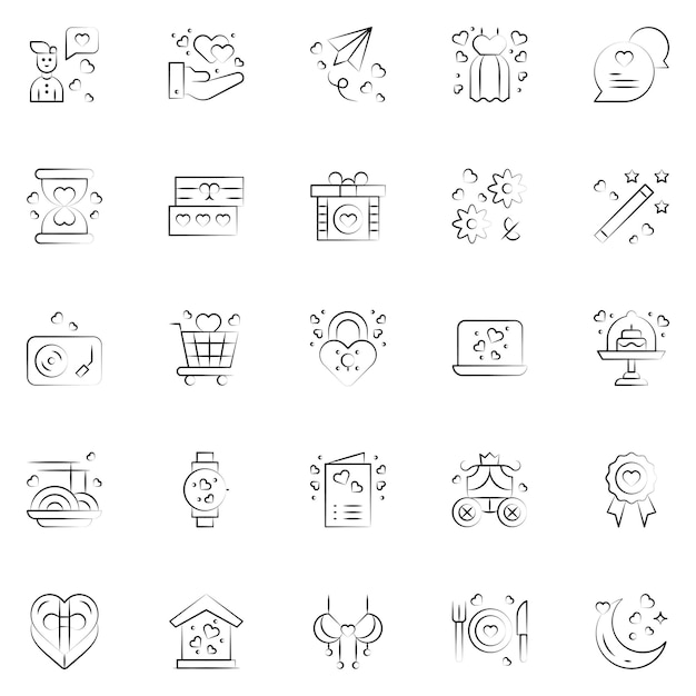 Paquete de iconos de boda iconos de ceremonia de matrimonioIlustración vectorial