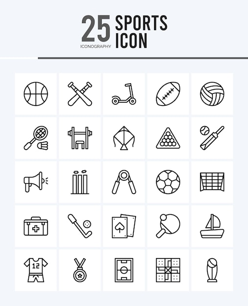Paquete de iconos de color lineal de 25 deportes ilustración vectorial