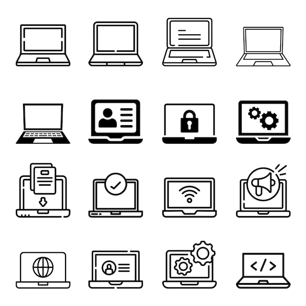 El paquete de iconos de la computadora el paquete de iconas de la portátil el pack de iconos del monitor