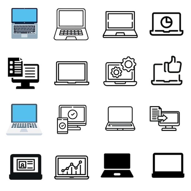 El paquete de iconos de la computadora portátil